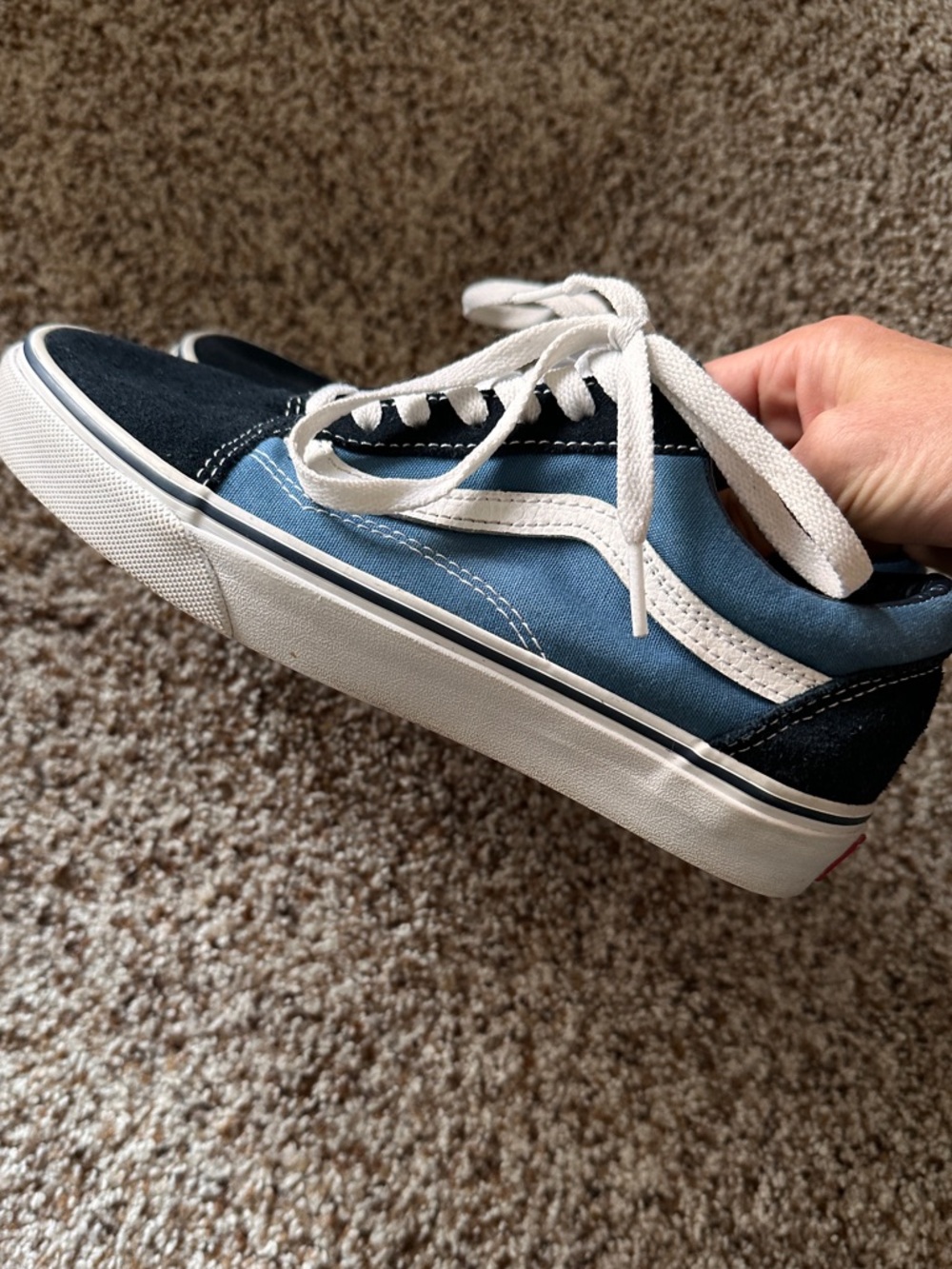 Blue old school vans size 7